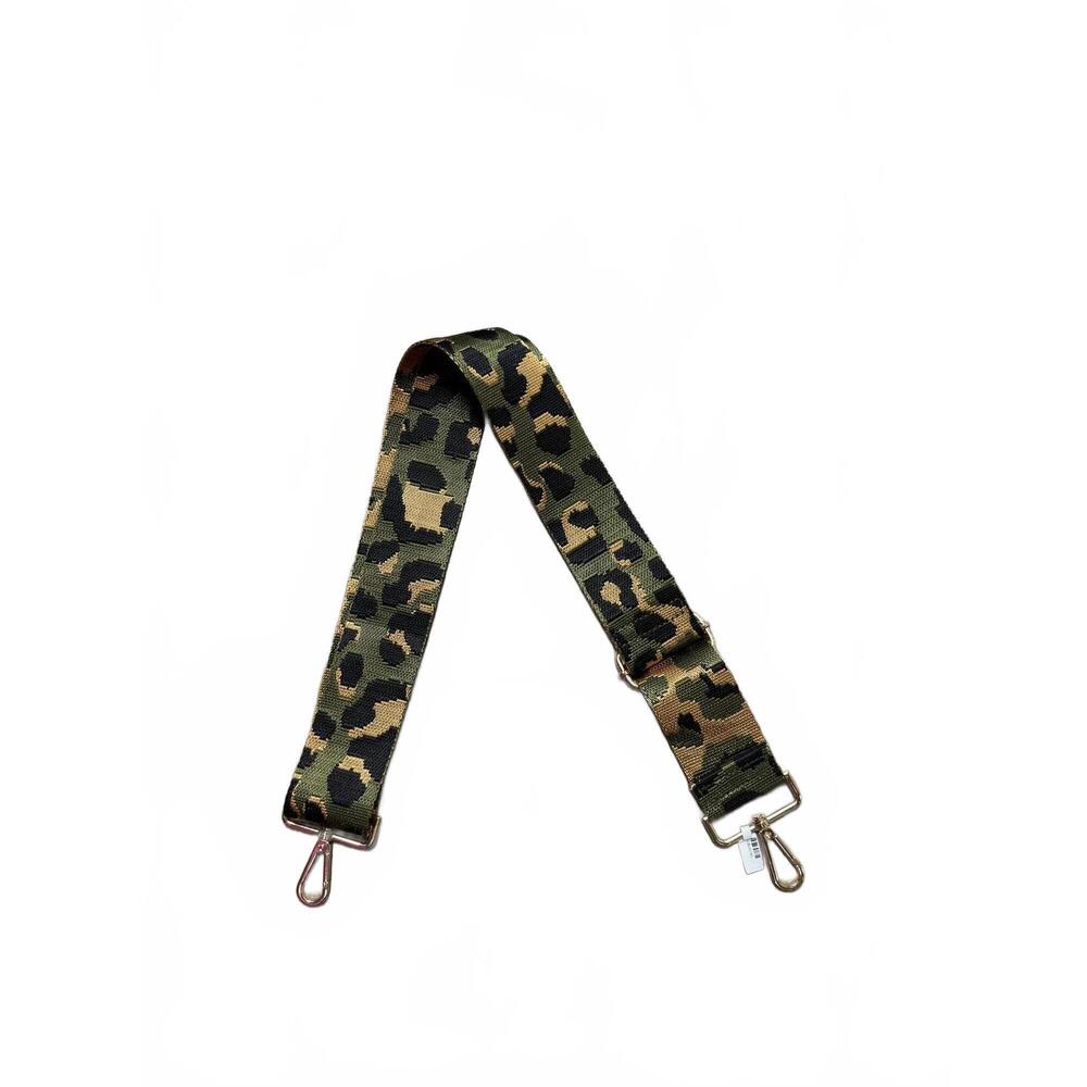 NEW AHDORNED army leopard guitar strap in gold hardware
